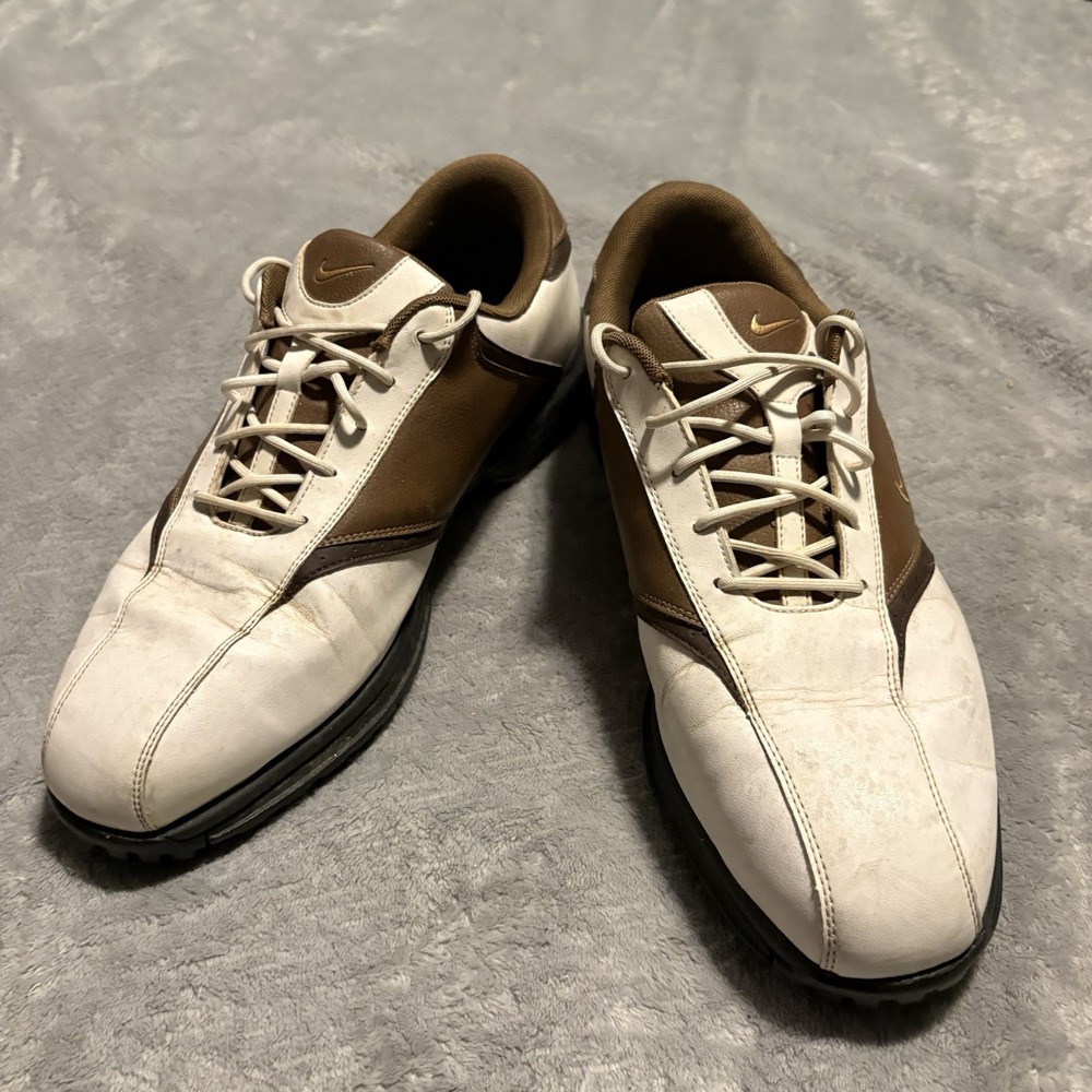 Nike Heritage Men's Brown White Soft Spike Golf Shoes #418625-172 Size 13 W